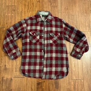 Vintage Abercrombie & Fitch Wool Plaid Checkered Button Down Shirt Jacket Sz M